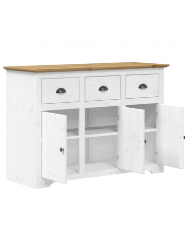 Credenza BODO 115x43x79,5 cm Legno Massello Pino Bianco Marrone