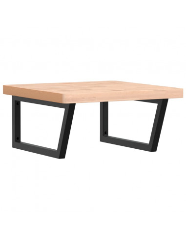 Ripiano a Parete per Lavabo in Acciaio e Massello di Faggio