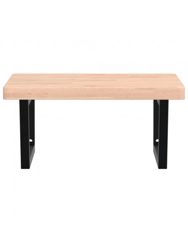 Ripiano a Parete per Lavabo in Acciaio e Massello di Faggio