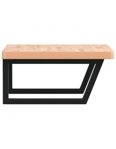 Ripiano a Parete per Lavabo in Acciaio e Massello di Faggio