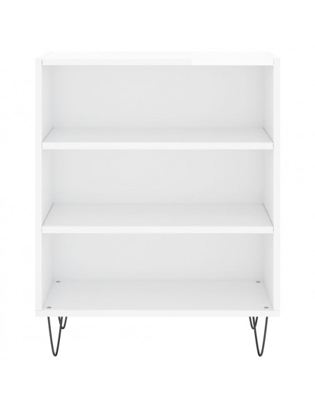 Credenza Bianco Lucido 57x35x70 cm in Legno Multistrato