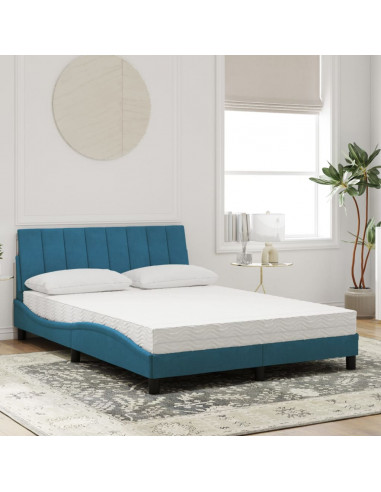 Letto con Materasso Blu 140x200 cm in Velluto
