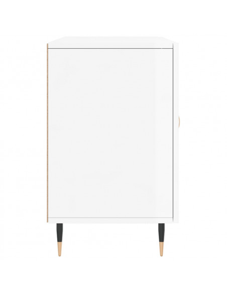 Credenza Bianco Lucido 100x36x60 cm in Legno Multistrato