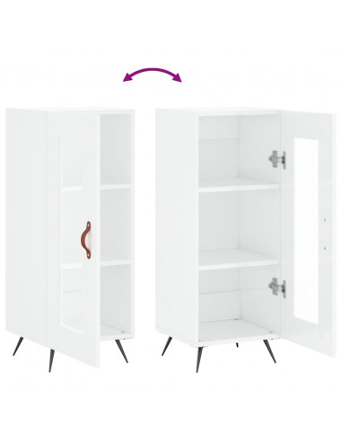 Credenza Bianco Lucido 34,5x34x90 cm in Legno Multistrato