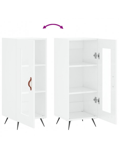 Credenza Bianco Lucido 34,5x34x90 cm in Legno Multistrato