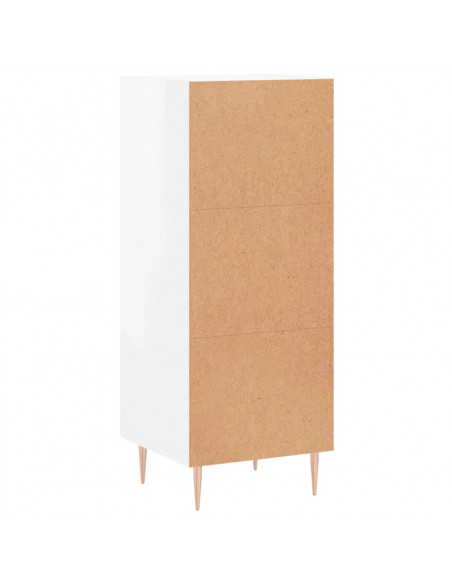 Credenza Bianco Lucido 34,5x34x90 cm in Legno Multistrato