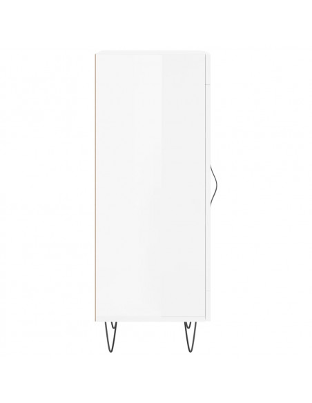 Credenza Bianco Lucido 34,5x34x90 cm in Legno Multistrato