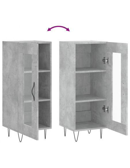 Credenza Grigio Cemento 34,5x34x90 cm in Legno Multistrato