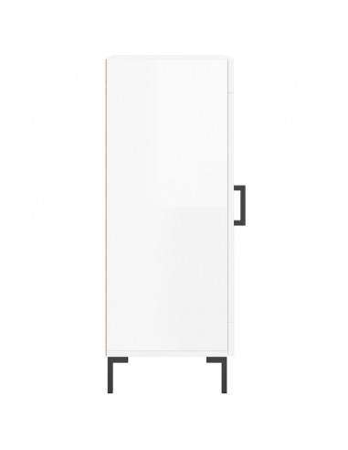 Credenza Bianco Lucido 34,5x34x90 cm in Legno Multistrato