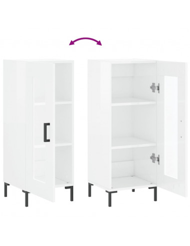 Credenza Bianco Lucido 34,5x34x90 cm in Legno Multistrato