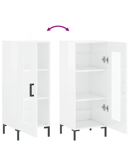 Credenza Bianco Lucido 34,5x34x90 cm in Legno Multistrato