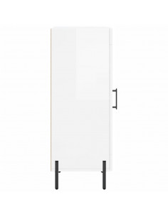 Credenza Bianco Lucido 34,5x34x90 cm in Legno Multistrato 2