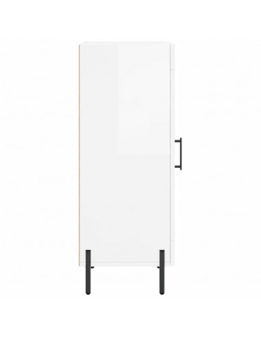 Credenza Bianco Lucido 34,5x34x90 cm in Legno Multistrato