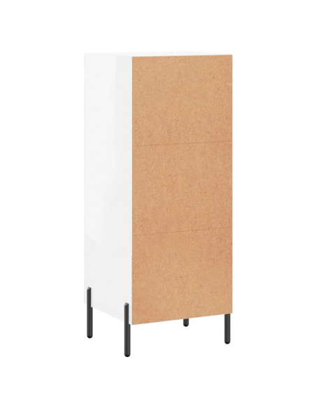 Credenza Bianco Lucido 34,5x34x90 cm in Legno Multistrato