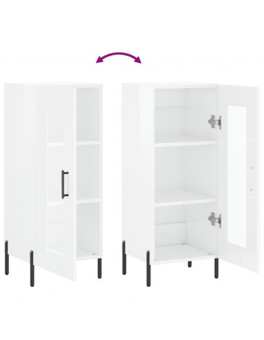 Credenza Bianco Lucido 34,5x34x90 cm in Legno Multistrato