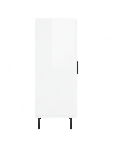 Credenza Bianco Lucido 34,5x34x90 cm in Legno Multistrato
