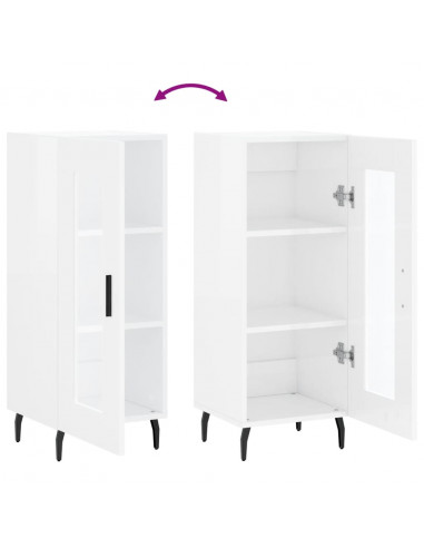 Credenza Bianco Lucido 34,5x34x90 cm in Legno Multistrato