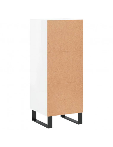 Credenza Bianco Lucido 34,5x34x90 cm in Legno Multistrato