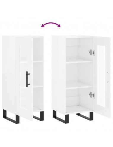 Credenza Bianco Lucido 34,5x34x90 cm in Legno Multistrato