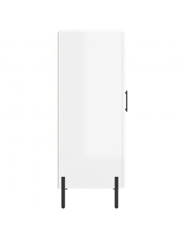 Credenza Bianco Lucido 34,5x34x90 cm in Legno Multistrato