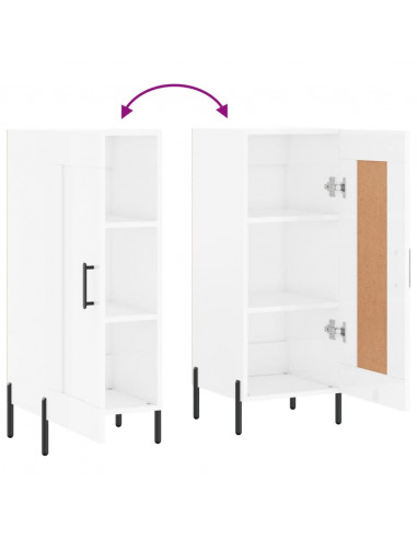 Credenza Bianco Lucido 34,5x34x90 cm in Legno Multistrato