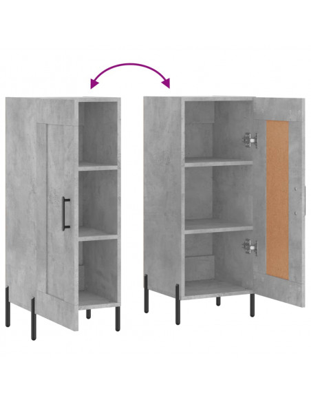 Credenza Grigio Cemento 34,5x34x90 cm in Legno Multistrato