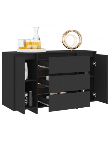 Credenza con 3 Cassetti Nera 120x41x75 cm in Truciolato