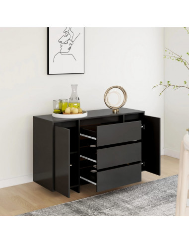 Credenza con 3 Cassetti Nera 120x41x75 cm in Truciolato