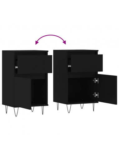 Credenze 2 pz Nere 40x35x70 cm in Legno Multistrato