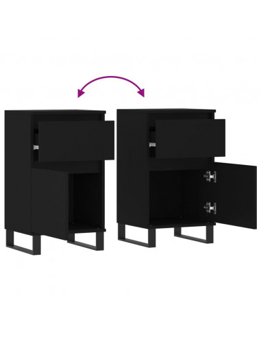 Credenze 2 pz Nere 40x35x70 cm in Legno Multistrato