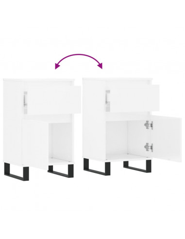 Credenze 2 pz Bianco Lucido 40x35x70 cm in Legno Multistrato