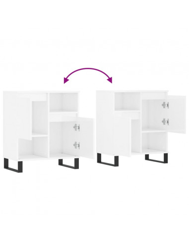 Credenza Bianco Lucido 60x35x70 cm in Legno Multistrato