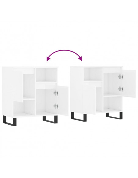 Credenza Bianco Lucido 60x35x70 cm in Legno Multistrato
