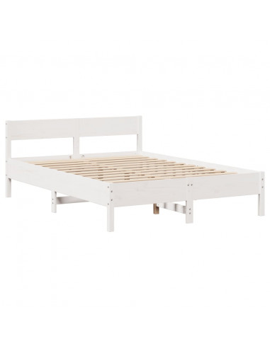 Letto senza Materasso Bianco 135x190 cm Legno Massello di Pino