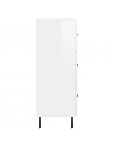 Credenza Bianco Lucido 34,5x34x90 cm in Legno Multistrato