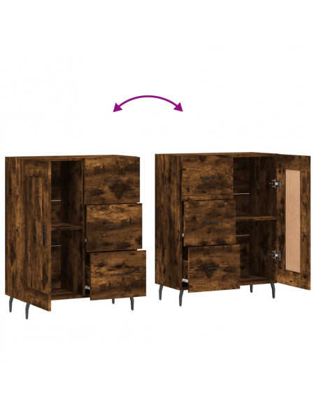 Credenza Rovere Fumo 69,5x34x90 cm in Legno Multistrato