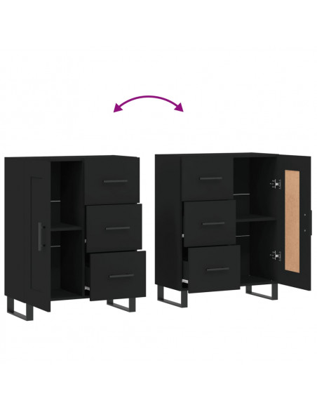 Credenza Nera 69,5x34x90 cm in Legno Multistrato