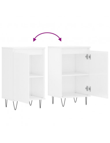 Credenze 2 pz Bianco Lucido 40x35x70 cm in Legno Multistrato