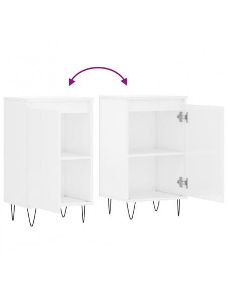 Credenze 2 pz Bianco Lucido 40x35x70 cm in Legno Multistrato