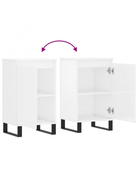 Credenze 2 pz Bianco Lucido 40x35x70 cm in Legno Multistrato