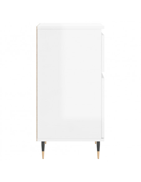 Credenze 2 pz Bianco Lucido 40x35x70 cm in Legno Multistrato