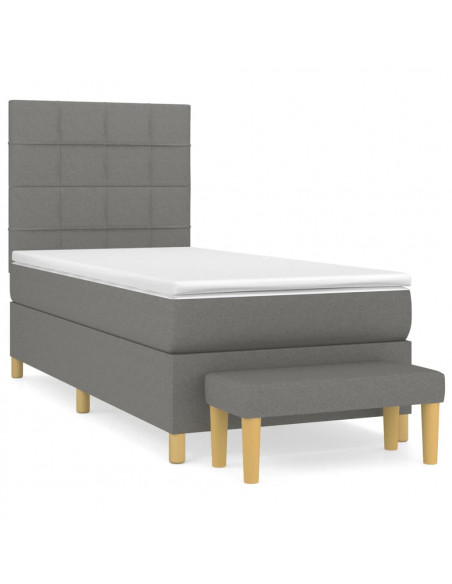 Giroletto a Molle con Materasso Grigio Scuro 90x190 cm Tessuto