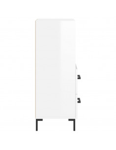 Credenza Bianco Lucido 34,5x34x90 cm in Legno Multistrato 2