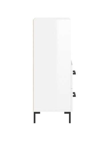 Credenza Bianco Lucido 34,5x34x90 cm in Legno Multistrato