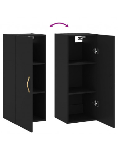 Mobile a Parete Nero 34,5x34x90 cm