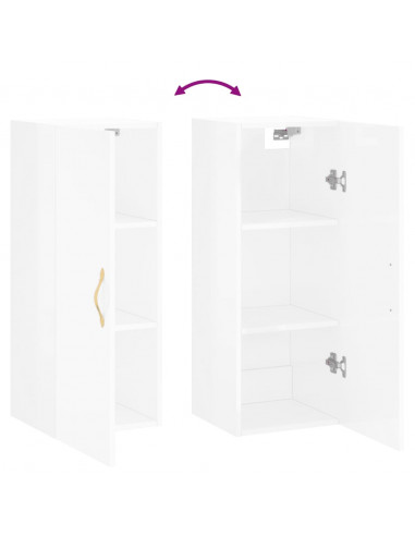 Mobile a Parete Bianco Lucido 34,5x34x90 cm