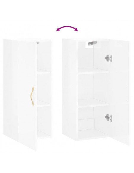 Mobile a Parete Bianco Lucido 34,5x34x90 cm