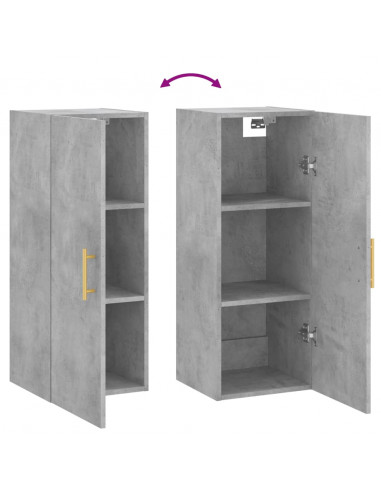 Mobile a Parete Grigio Cemento 34,5x34x90 cm
