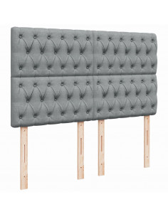 Giroletto a Molle con Materasso Grigio Chiaro 140x190cm Tessuto 2