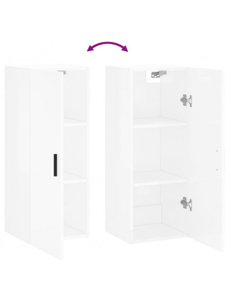Mobile a Parete Bianco Lucido 34,5x34x90 cm